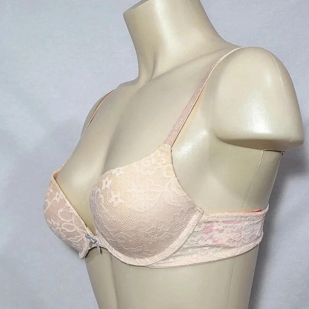 36D‎ Xhilaration Lace Push-Up T-Shirt Underwire Bra Feather Peach NWT
